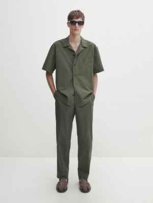 Massimo Dutti Cotton Poplin Men Shirts Green | US-OQ3874596