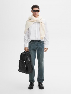 Massimo Dutti Cotton Poplin Men Shirts White | US-MY8530179