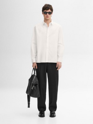 Massimo Dutti Cotton Poplin With Pocket Men Shirts White | US-CY1872359
