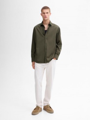 Massimo Dutti Cotton Regular Fit Men Shirts Dark Green | US-MJ2094537