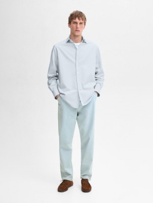 Massimo Dutti Cotton Regular Fit Men Shirts Light Blue | US-FN8625901