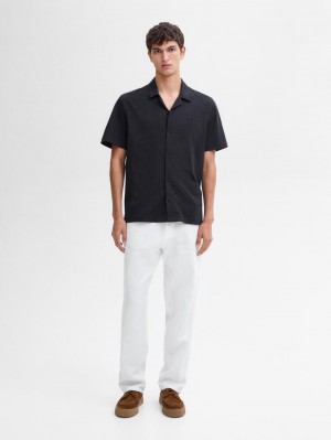 Massimo Dutti Cotton Short Sleeve Sweater Men Polo Shirt Navy | US-VS8962354