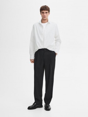 Massimo Dutti Cotton Striped Men Shirts White | US-EP3890617