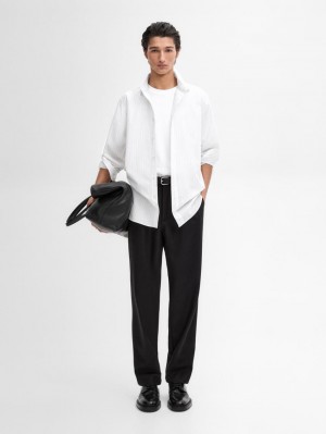 Massimo Dutti Cotton Striped Men Shirts White | US-FB7309841
