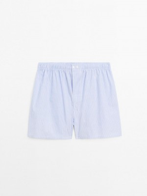 Massimo Dutti Cotton Striped Men Underwear Light Blue | US-VX8163245