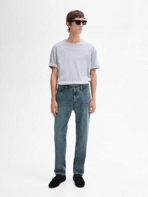 Massimo Dutti Cotton Tapered Fit Men Jeans Blue | US-KA8724059