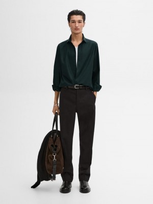 Massimo Dutti Cotton Twill Men Shirts Green | US-EG0293864