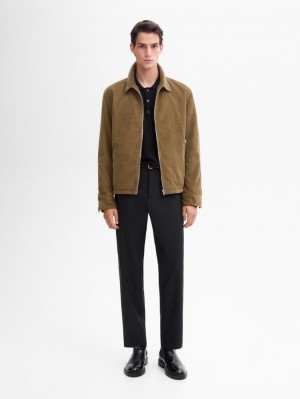 Massimo Dutti Cotton Zipper Detail Men Jacket Brown | US-PK5796814