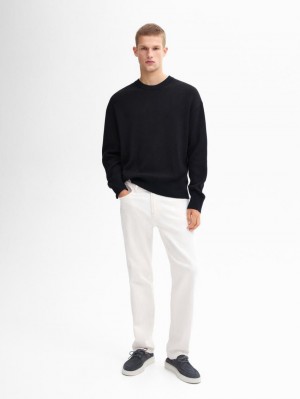 Massimo Dutti Crew Neck Cotton Knit Men Sweater Navy | US-VZ0315726