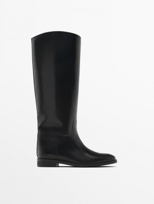 Massimo Dutti Detachable Embellishment Women Riding Boots Black | US-CF2157986