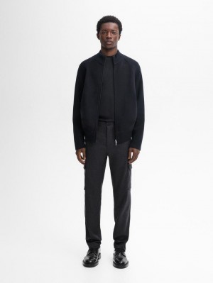 Massimo Dutti Double-faced With Shoulder Detail Men Cardigan Navy | US-TS9670531