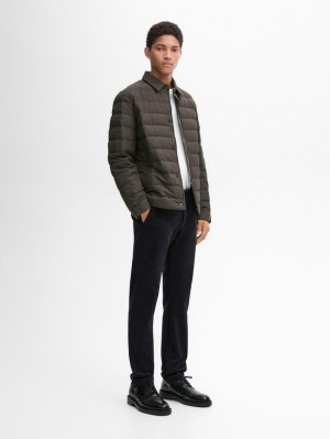 Massimo Dutti Down And Feathers Filling Men Puffer Jacket Grey Brown | US-VC3645809