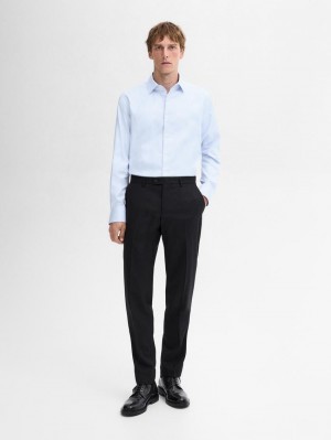 Massimo Dutti Easy Iron Slim Fit Textured Men Shirts Light Blue | US-IY7460298