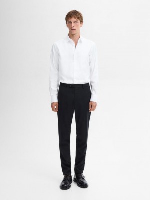 Massimo Dutti Easy Iron Slim Fit Textured Men Shirts White | US-UZ7465038