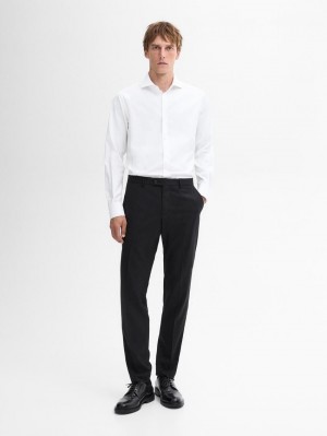 Massimo Dutti Easy Iron Slim-fit Poplin Men Shirts White | US-FV6934870