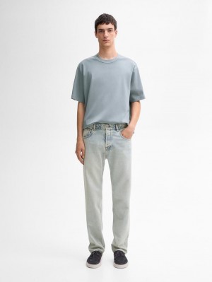 Massimo Dutti Faded Effect Relaxed Fit Men Jeans Grey | US-XK3219658