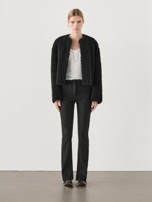 Massimo Dutti Fitted Stretch Women Trousers Black | US-MF1567394