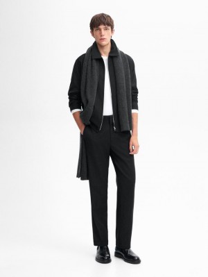 Massimo Dutti Flannel Co-ord Men Trousers Dark Grey | US-MQ3574196