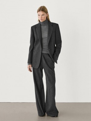 Massimo Dutti Flannel Women Trousers Dark Grey | US-QC7208546