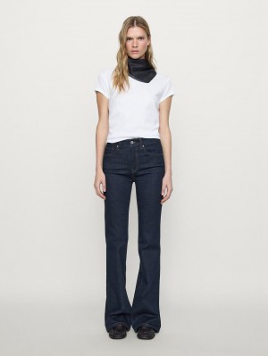 Massimo Dutti Flared High-waist Skinny Women Jeans Dark Blue | US-EQ4915387