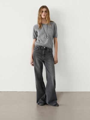Massimo Dutti Flare-fit High-waist Women Jeans Dark Grey | US-CO2960834