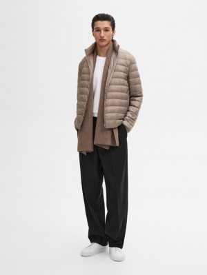 Massimo Dutti Foldable Lightweight Down Men Puffer Jacket Beige | US-LQ1267895