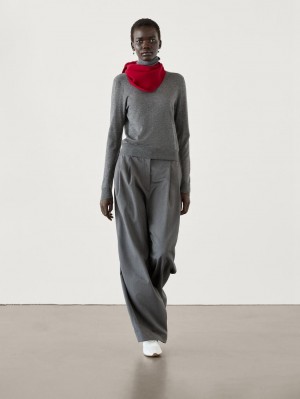 Massimo Dutti High Neck Knit Women Jumpers Grey | US-JX3028961