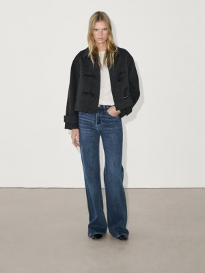 Massimo Dutti High Rise Flare Fit Cotton Blend Women Jeans Blue | US-WG0635291