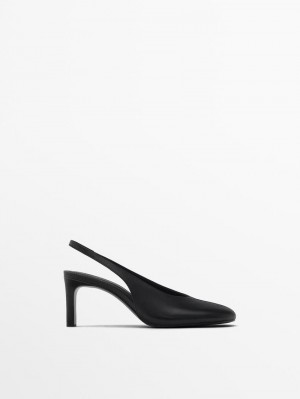 Massimo Dutti High Women Slingback Shoes Black | US-OS4510672