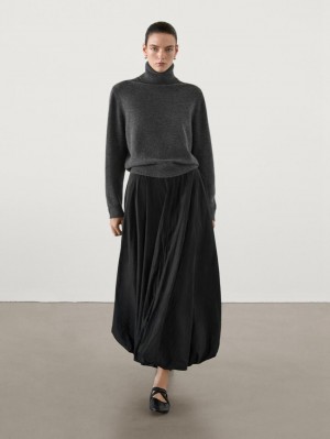Massimo Dutti High-neck Knit Women Sweater Dark Grey | US-VR1045726