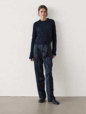 Massimo Dutti Knit Alpaca Blend Women Sweater Dark Blue | US-HD5769018