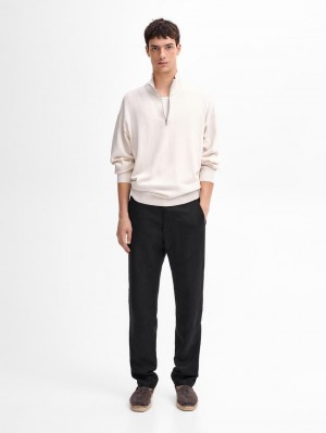 Massimo Dutti Knit Cotton With Mock Neck Men Sweater Beige | US-WF4527389