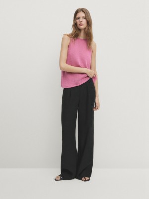 Massimo Dutti Knit With Crew Neck Women Top Pink | US-HP2640851
