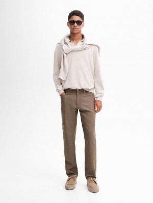 Massimo Dutti Knit With Polo Collar Men Sweater Beige | US-KD0896357