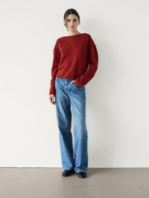 Massimo Dutti Knit With Shoulder Seams Women Sweater Dark Red | US-HC2584103