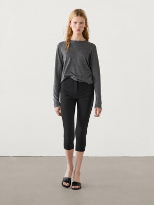 Massimo Dutti Knitted With Wool Women Sweater Dark Grey | US-GY7925613