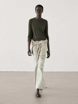 Massimo Dutti Knitted With Wool Women Sweater Dark Green | US-NA7583906
