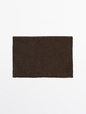 Massimo Dutti Knitted Woollen Women Scarf Dark Brown | US-UV4720319