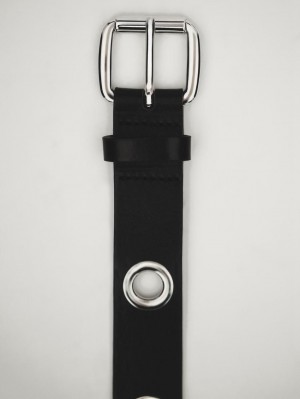 Massimo Dutti Leather With Studs Women Belt Dark Brown | US-PZ5083214