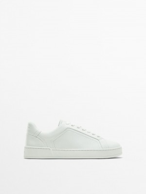 Massimo Dutti Leather Women Sneakers White | US-OQ3476129