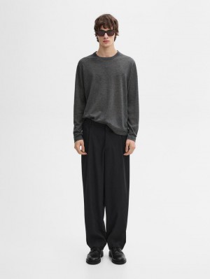 Massimo Dutti Lightweight Cashmere Knitted Men Jumpers Dark Grey | US-GH5036721