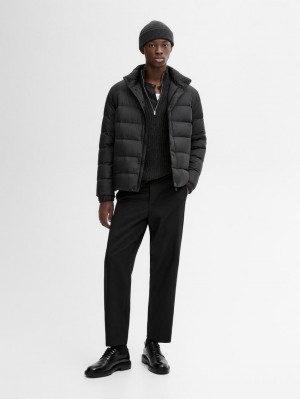 Massimo Dutti Lightweight Down Men Puffer Jacket Black | US-KV3549087
