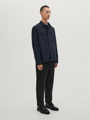 Massimo Dutti Lightweight Waterproof Men Jacket Navy | US-JB6821579
