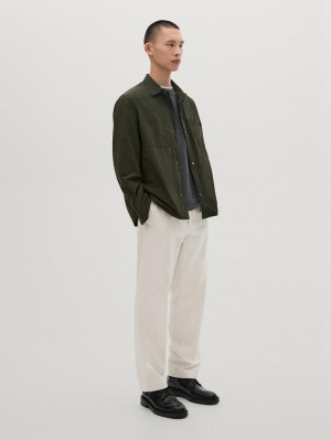 Massimo Dutti Lightweight Waterproof Men Jacket Dark Green | US-GE0796154