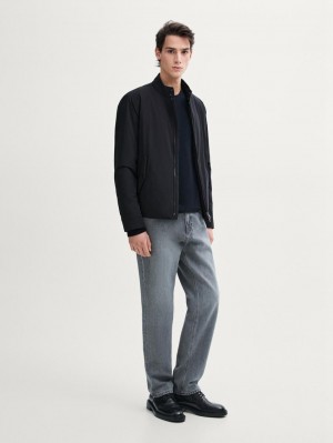 Massimo Dutti Lightweight With Zip Fastening Men Jacket Navy | US-HX1657803