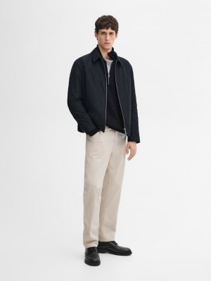 Massimo Dutti Lightweight Zipped Men Jacket Navy | US-BG9084572
