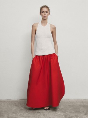 Massimo Dutti Long Maxi With Elasticated Waistband Women Skirts Red | US-JD5746309