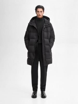 Massimo Dutti Long Puffer Down Men Coat Black | US-RA0862791
