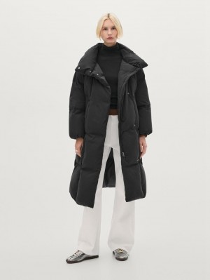 Massimo Dutti Long Women Puffer Jacket Black | US-IU0715483
