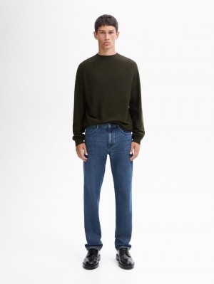 Massimo Dutti Merino Wool Men Jumpers Dark Khaki | US-CX5093746